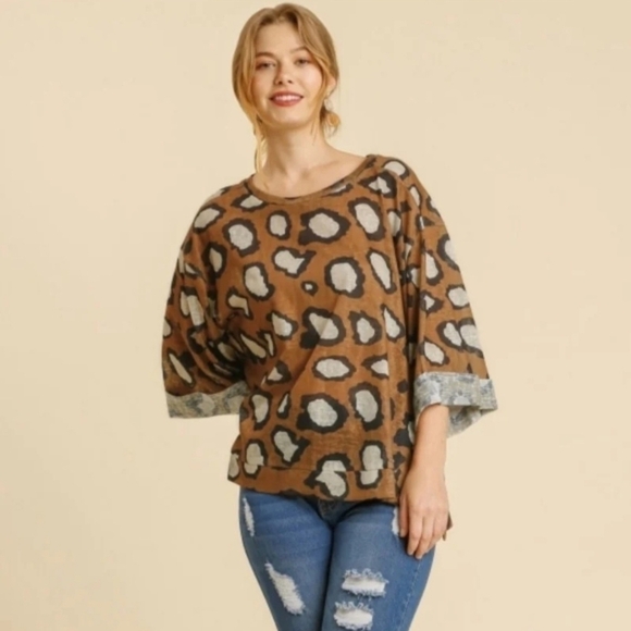 Umgee Animal Print Lightweight Oversized Top Size Medium, Casual - Picture 11 of 11